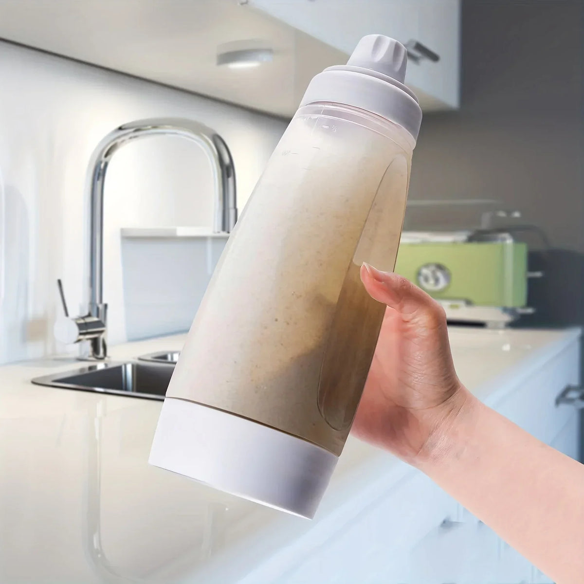 Botella mezcladora de masa para panqueques con bola mezcladora y batidor de alambre para panqueques, cupcakes, muffins, crepes y más con calidad de restaurante