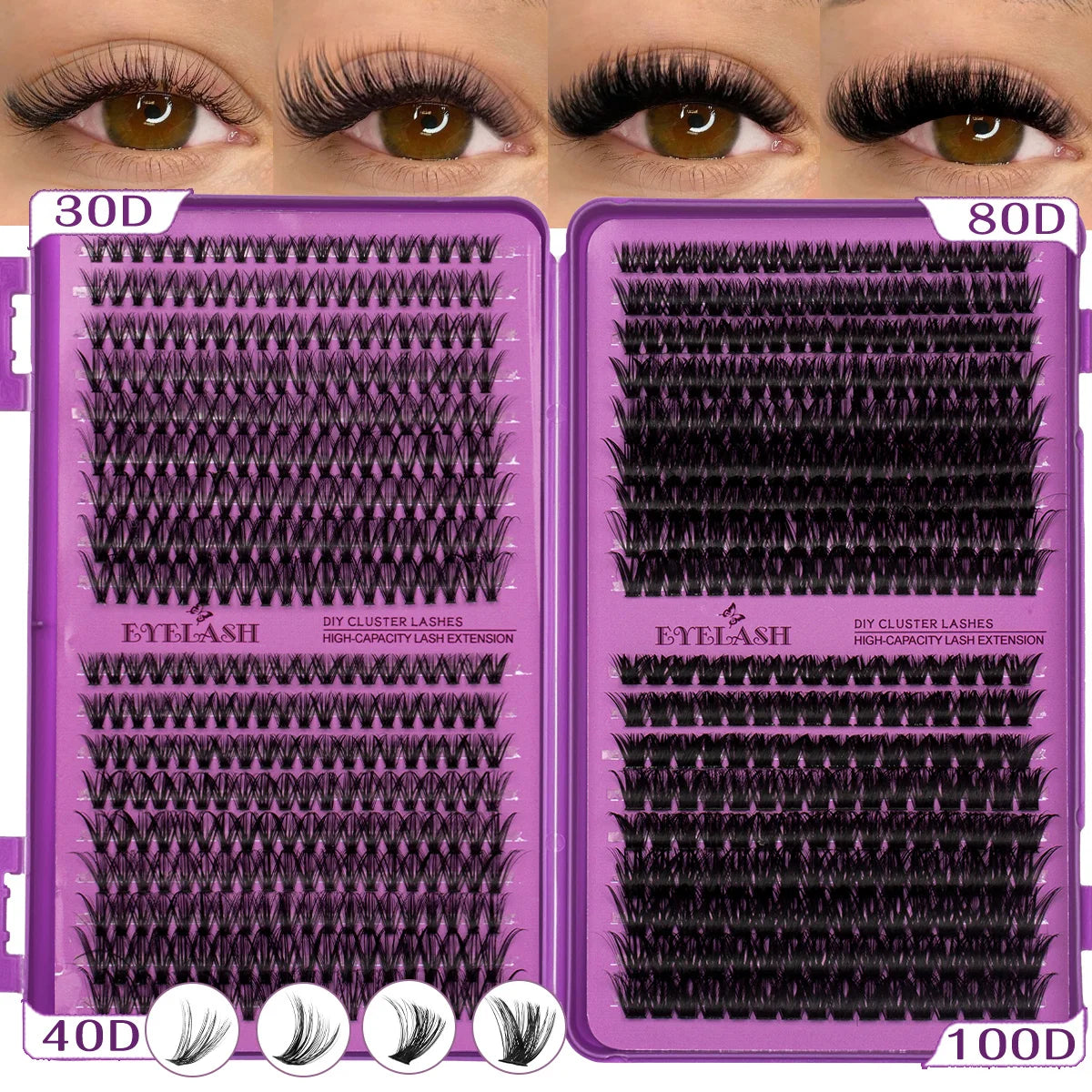 Extensiones de Pestañas Individuales con Curvatura D, Alta Capacidad, Densas, de 8-16 mm, Aptas para Diferentes Maquillajes, de Larga Duración