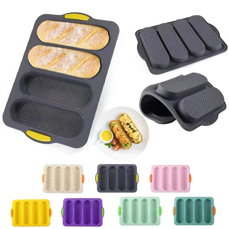 Molde grande de silicona para hornear, molde para pan de restaurante, bandeja para hornear Baguette de grado, herramienta para horno antiadherente, accesorios de cocina para horno