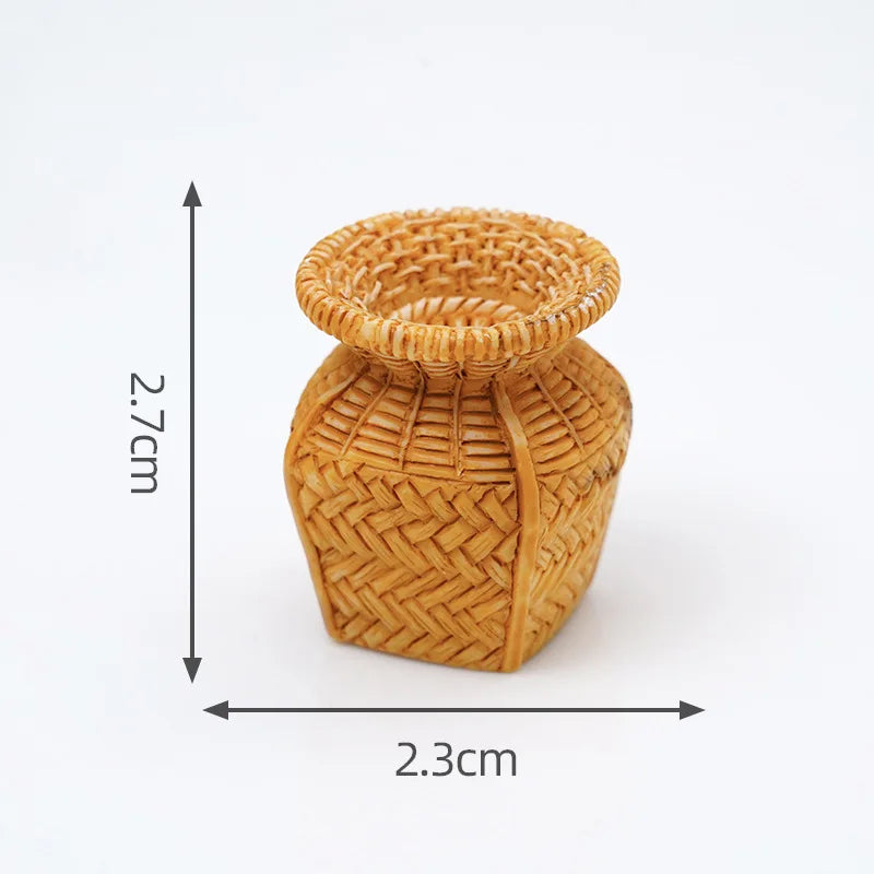 Cesta de Mimbre en Miniatura para Casa de Muñecas 1/12, Modelo de Cesta de Pan y Frutas, Accesorios para Escena de Cocina, Regalo para Niños
