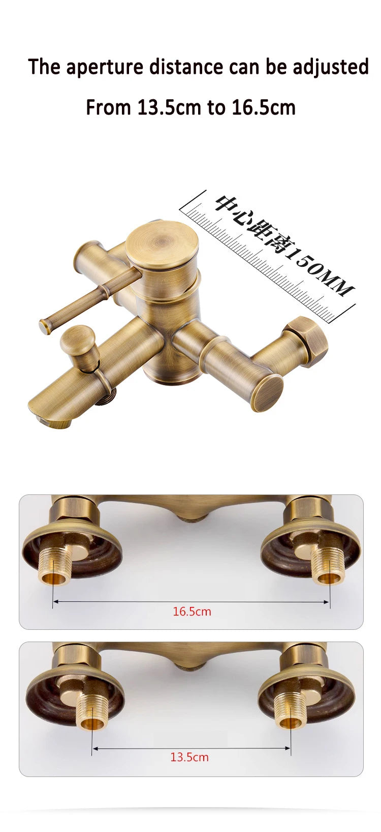 Grifo de ducha de baño antiguo, mezclador de bañera caliente y fría, grifo de grúa, montaje en pared, Material de latón, juego de baño de Bambú