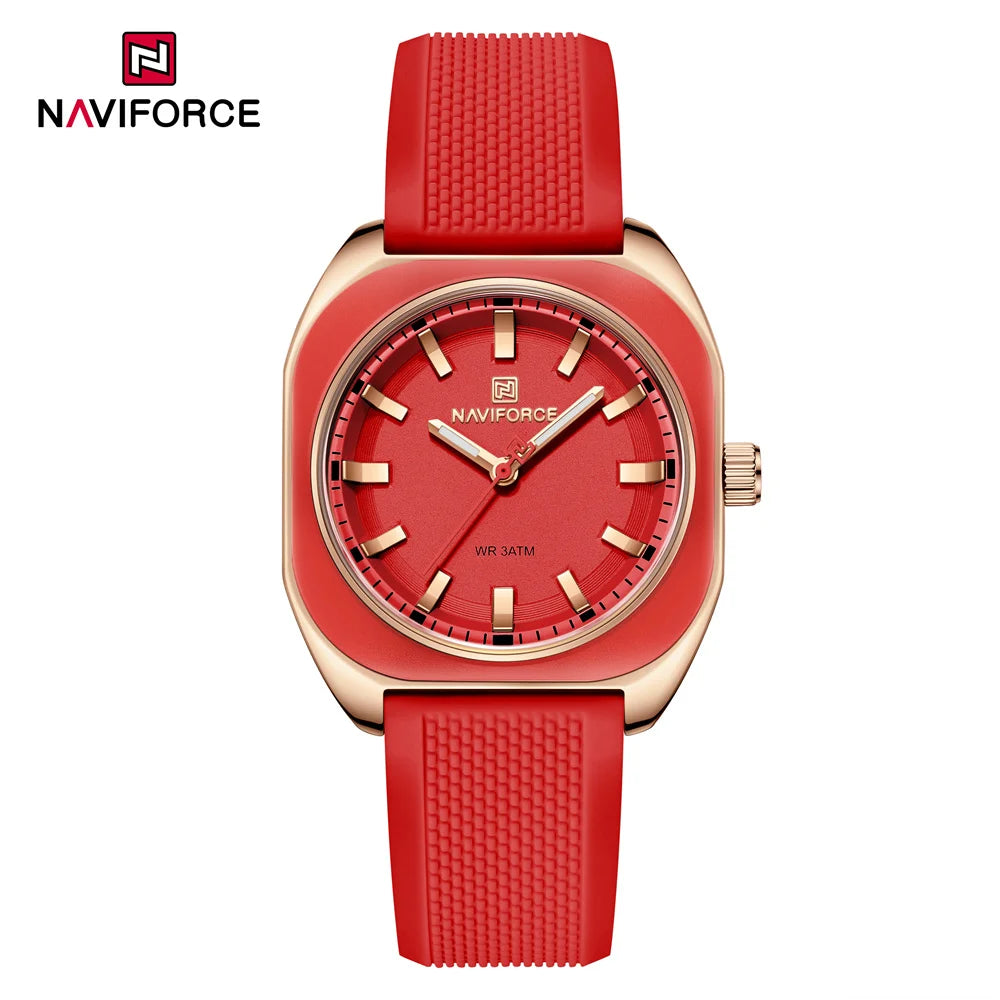 NAVIFORCE, reloj para mujer, marca superior, moda de lujo, reloj de pulsera Original para mujer y niña, pulsera de goma de silicona, reloj informal para mujer 5061