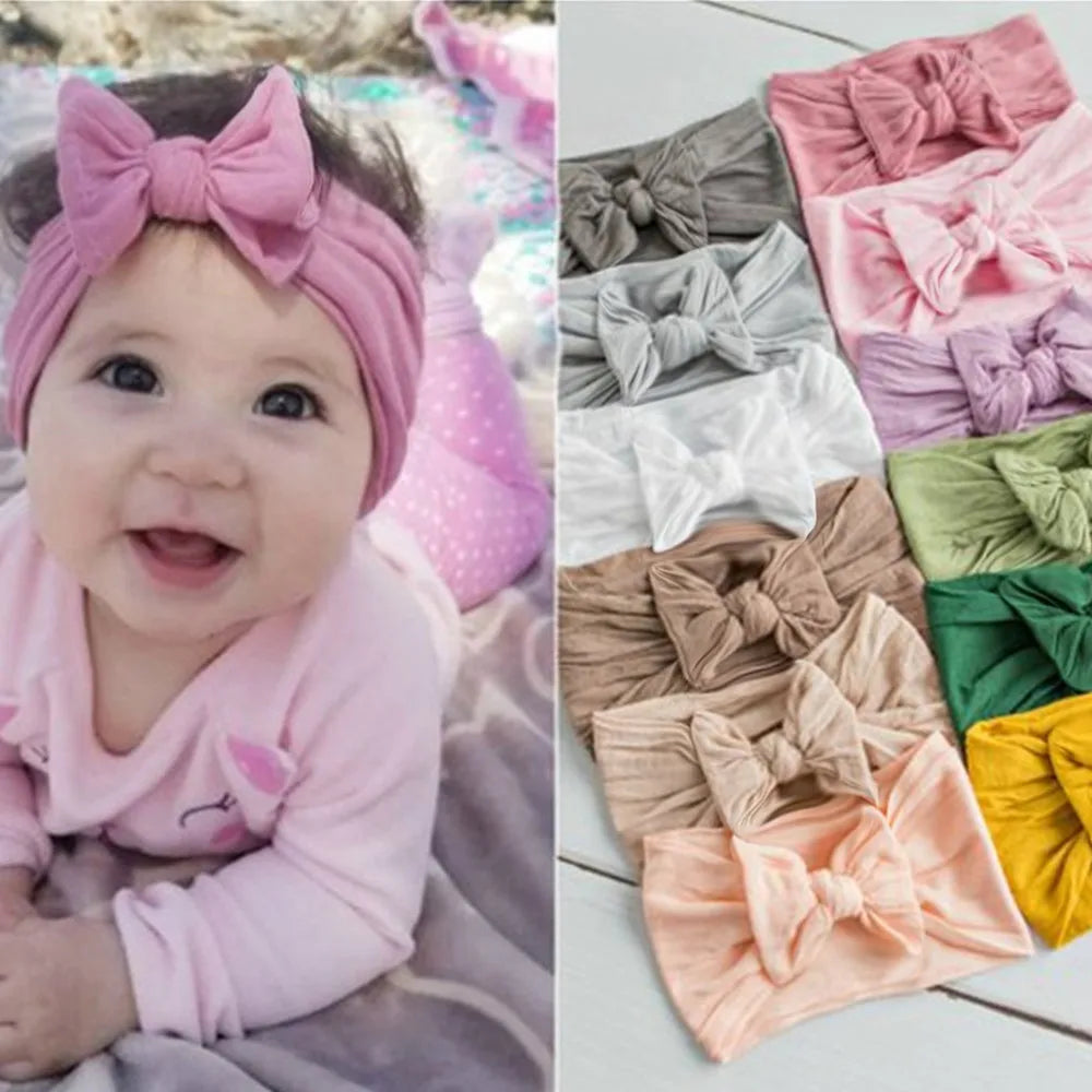 Diademas con lazo para niñas, banda elástica suave para el cabello, accesorios para el cabello de bebé recién nacido, regalos para fiestas, pañuelos para la cabeza para niñas
