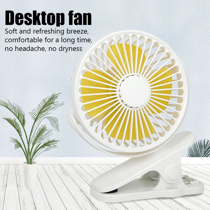 Ventilador de escritorio con clip Mini ventilador de escritorio de refrigeración USB silencioso de 3 velocidades 360 °   Gire los ventiladores eléctricos portátiles del clip del ventilador para el refrigerador de aire de