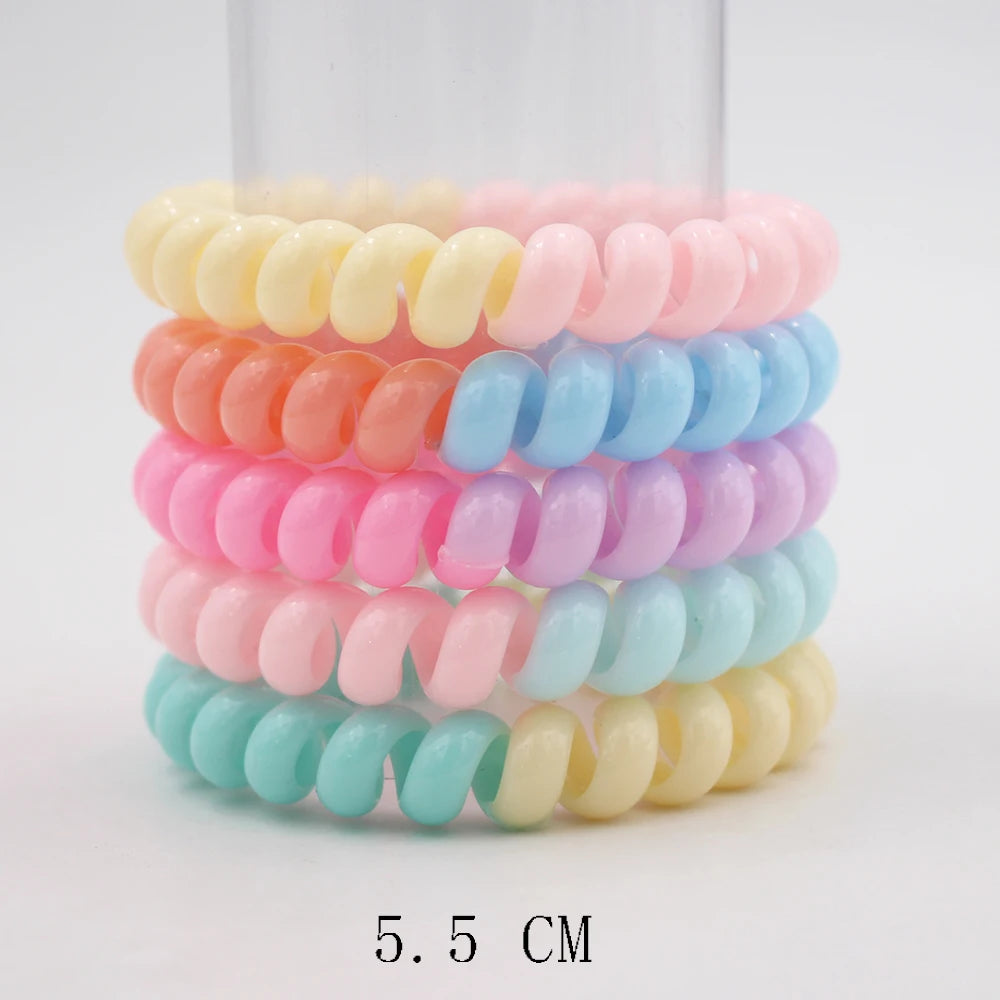 Banda elástica para el cabello, banda para el pelo con cable en espiral esmerilado, lazo para el pelo, Goma elástica para la cabeza, color liso mate, 5 unidades por juego, nueva moda