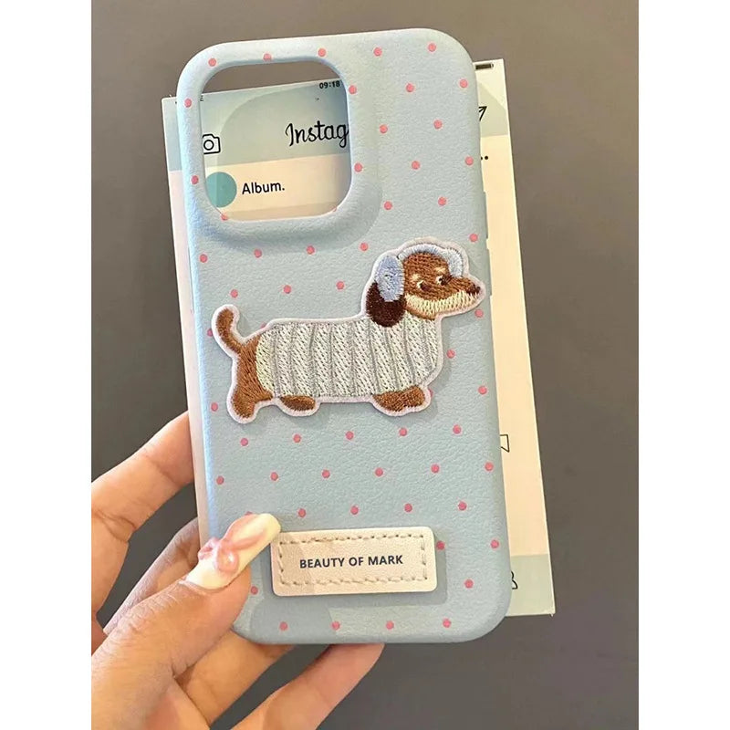 Bonita funda de teléfono de lunares esmerilados, bonita funda de dibujos animados para IPhone 15 13 14 11 12 16 17 Pro Max 7 8 Plus XR XS, cubierta anticaída