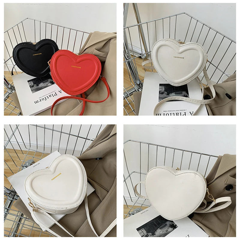 Gran oferta de bolsos cruzados con forma de corazón para mujer, bandoleras de piel sintética sólidas, bolsos de moda