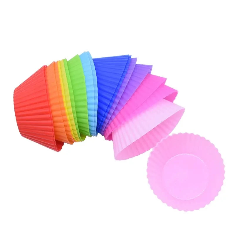 Molde de silicona para pastel, moldes redondos para hornear magdalenas y magdalenas, herramientas de decoración de pasteles DIY reutilizables, decoraciones para fiesta de cumpleaños y boda