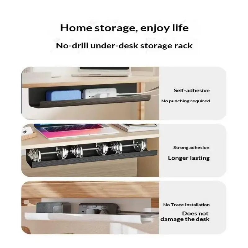Nuevo Organizador de Cables de PVC para Debajo de la Mesa, 40 cm/15.75 Pulgadas, Sin Perforaciones, Organizador de Cables para Oficina, Fácil Instalación, Montaje en Pared