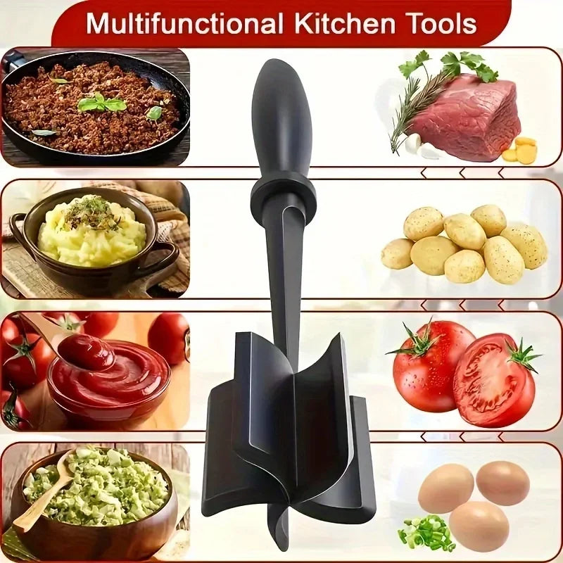 Picadora de carne de plástico, picadora de carne manual, raspador de cocina, picadora de carne picada, pala para mezclar
