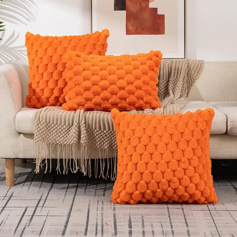 Funda de almohada tejida de terciopelo con copos de nieve, funda de almohada de Color sólido, funda de cojín de cintura suave y cómoda para sala de estar, sofá, decoración del hogar