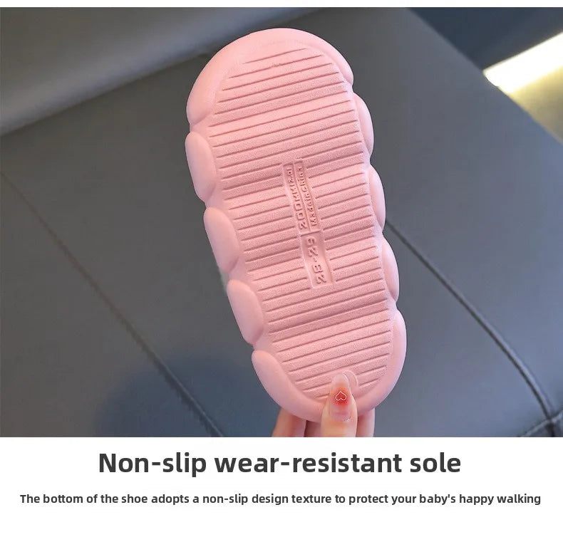Zapatillas antideslizantes impermeables para niños, zapatos de casa de felpa cálidos para invierno para niños y niñas, uso doméstico en interiores y exteriores