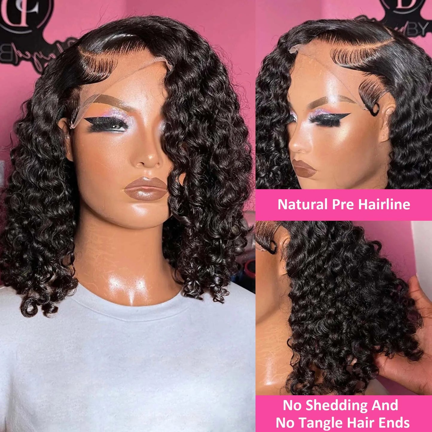 Vietnamese 13x4 Curly Lace Front Wig Short Bob Frontal Wig Deep Water Wave 2x6 4x4 5x5 HD Lace Closure Wig For Women PrePlcuked