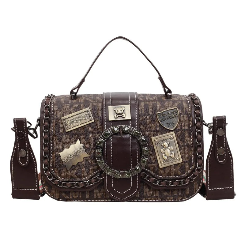 Bolso de Mano de Lujo para Mujer, con Bordado Intenso, de Hombro Único, Pequeño y Cuadrado, con Correa Ancha, Estilo Bandolera, Moderno para Uso Diario
