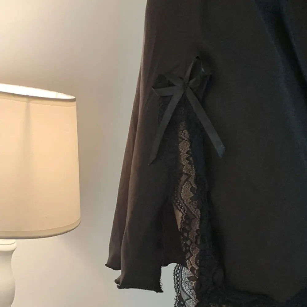 Vestido de pijama con lazo de encaje para mujer, camisón con tirantes de seda helada sin mangas dividido, ropa de dormir, camisón fino con tirantes, chica picante