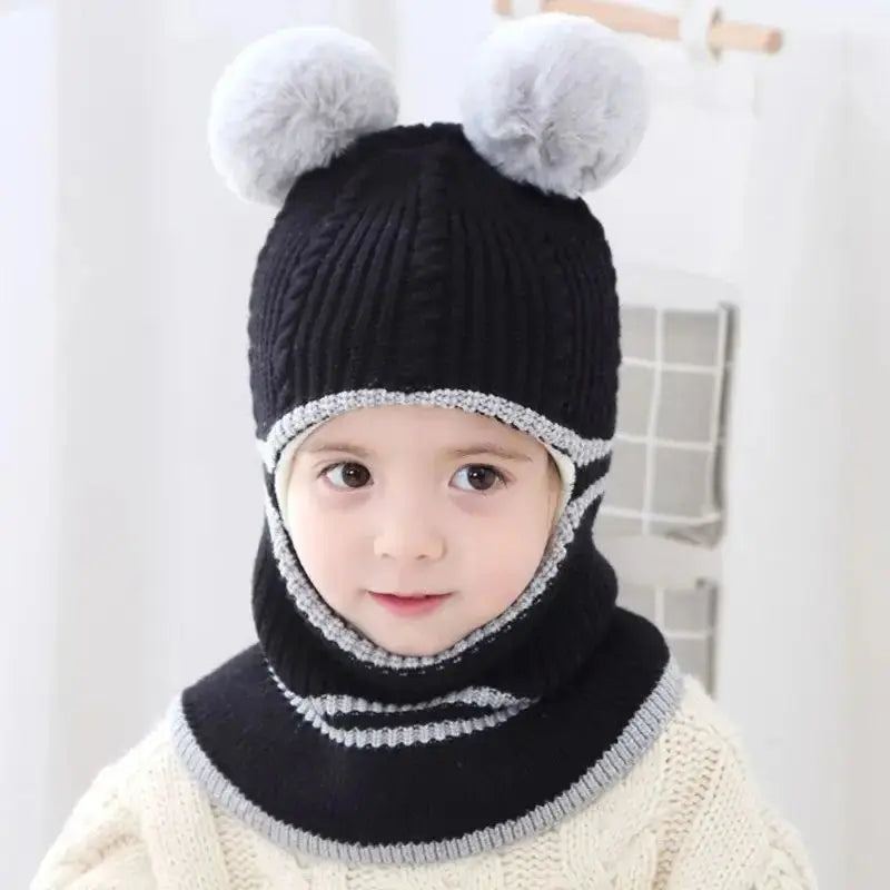 Gorro tejido con orejas de oso para bebés y niños, gorros cálidos bonitos, gorros para niñas y niños, Jersey de punto, gorros