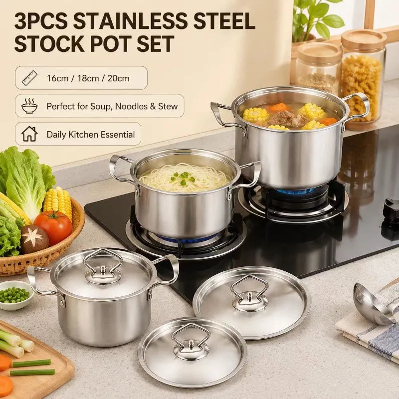 Olla de Cocina de Acero Inoxidable, Cacerola Antiadherente para Leche con Tapa, Utensilios de Cocina, Accesorios, Ollas para Sopa, Portátil para Camping