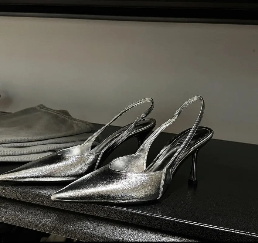 Sandalias de Tacón Alto para Mujer, Punta Puntiaguda, Zapatos Elegantes, Zapatos de Tacón Sexy a la Moda, Nuevas Zapatillas de Vestir de Marca de Diseñador de Lujo 2025
