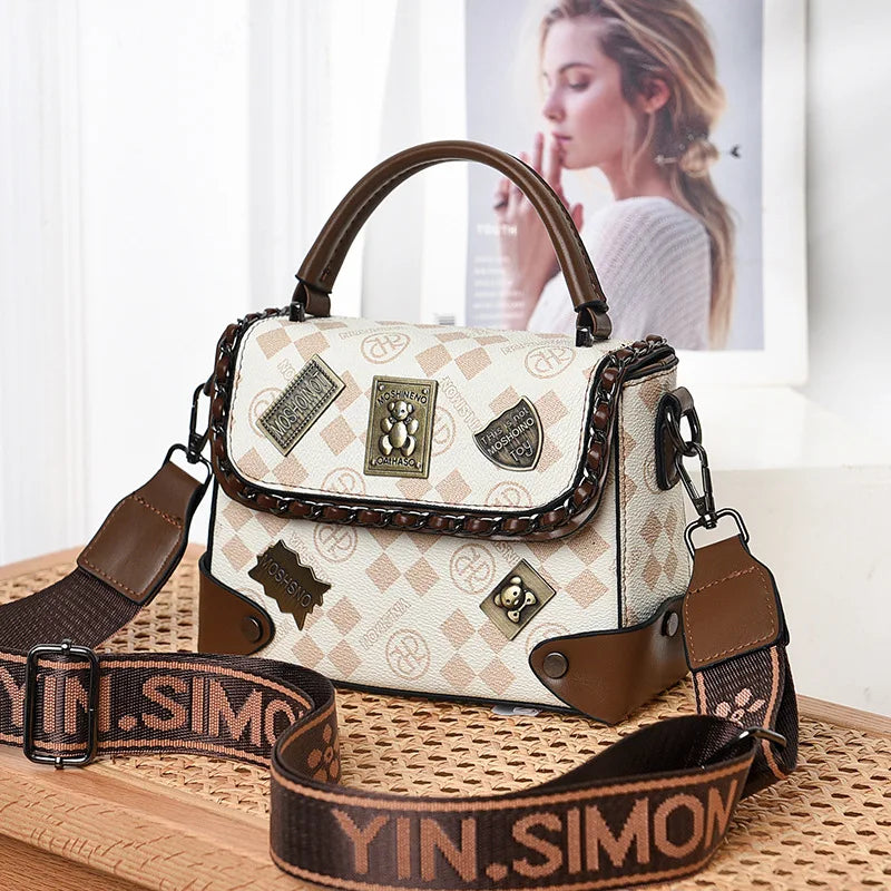 Bolsos de lujo de diseñador, bolsos de mano Vintage de cuero suave para mujer, bolsos de mensajero de alta calidad, bolso cuadrado pequeño de hombro para mujer