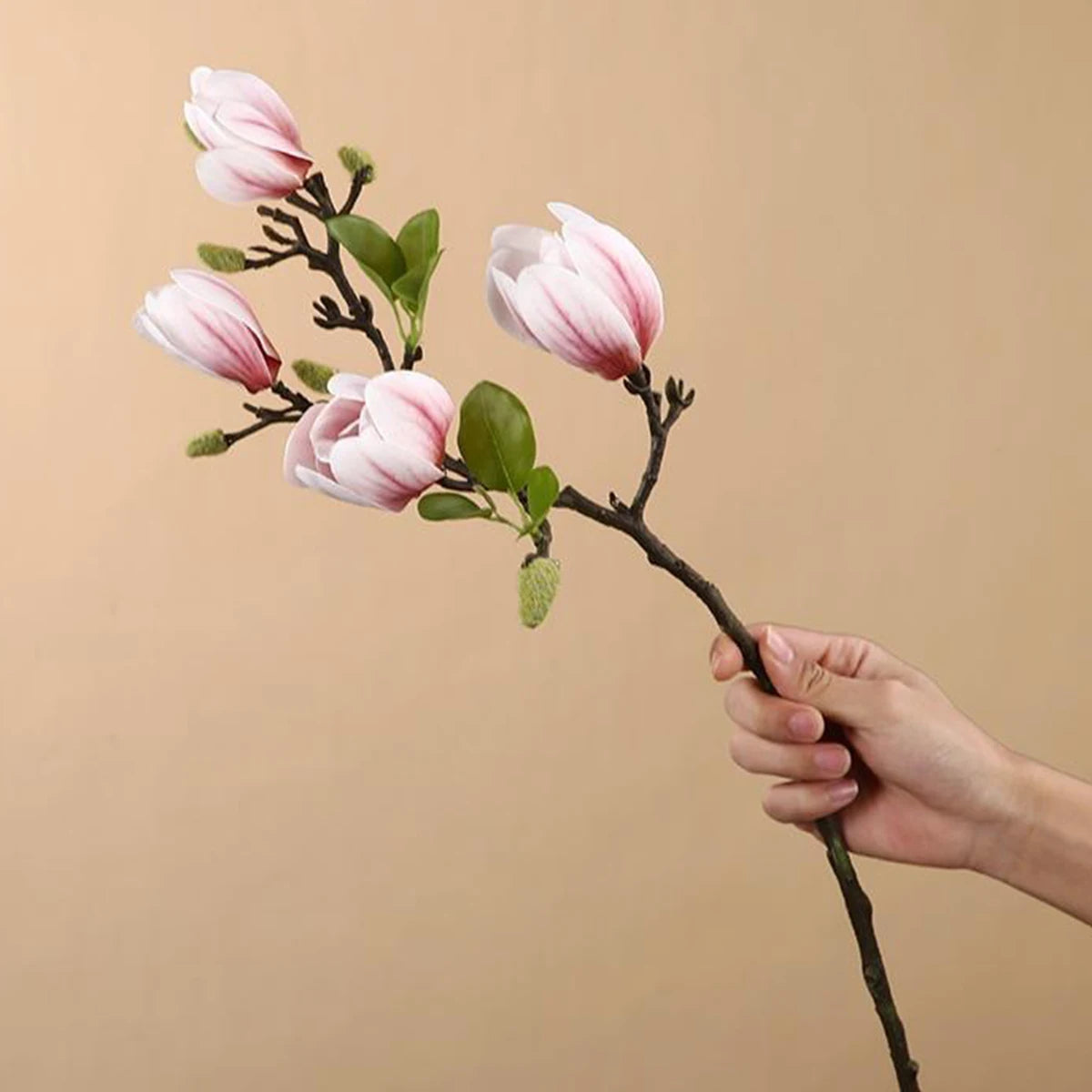 Ramo de Magnolia de seda de flores artificiales, accesorios para fotos Diy, ramo de novia para boda, mesa, florero para fiesta, decoración del jardín al aire libre para el hogar