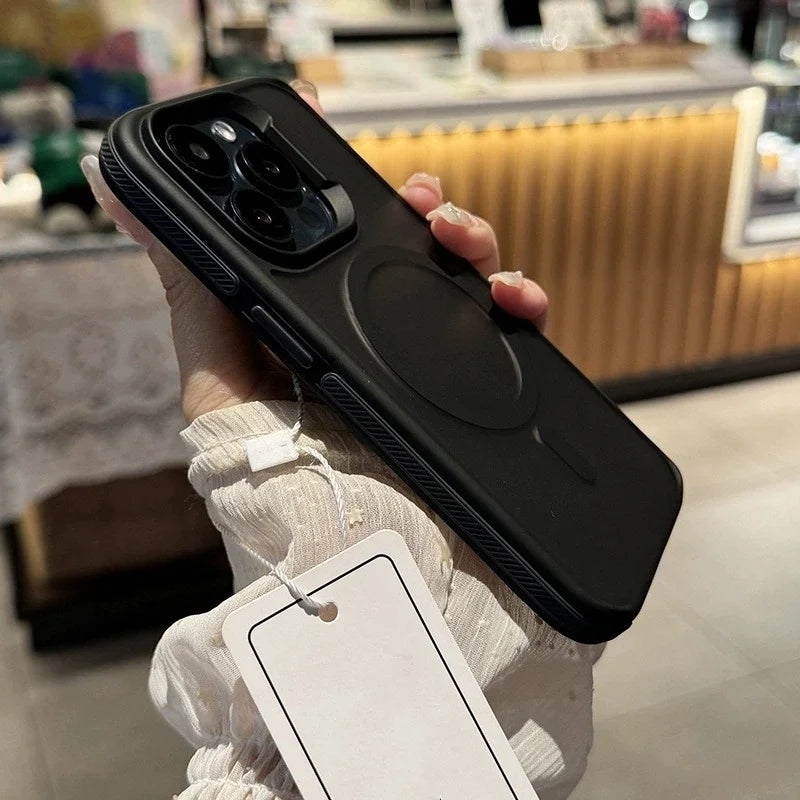 Funda de teléfono con armadura mate de lujo para iPhone 16 15 14 11 12 13 Pro Max Plus Magsafe, Fundas traseras con parachoques magnético, Funda Coque