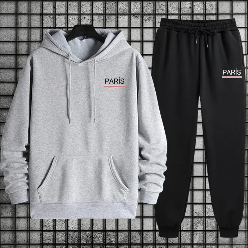 Conjunto Deportivo Esencial para Hombre 2026, Sudadera con Capucha y Pantalones Deportivos Premium para Uso Diario, Moda Deportiva Otoño Invierno Estilo París