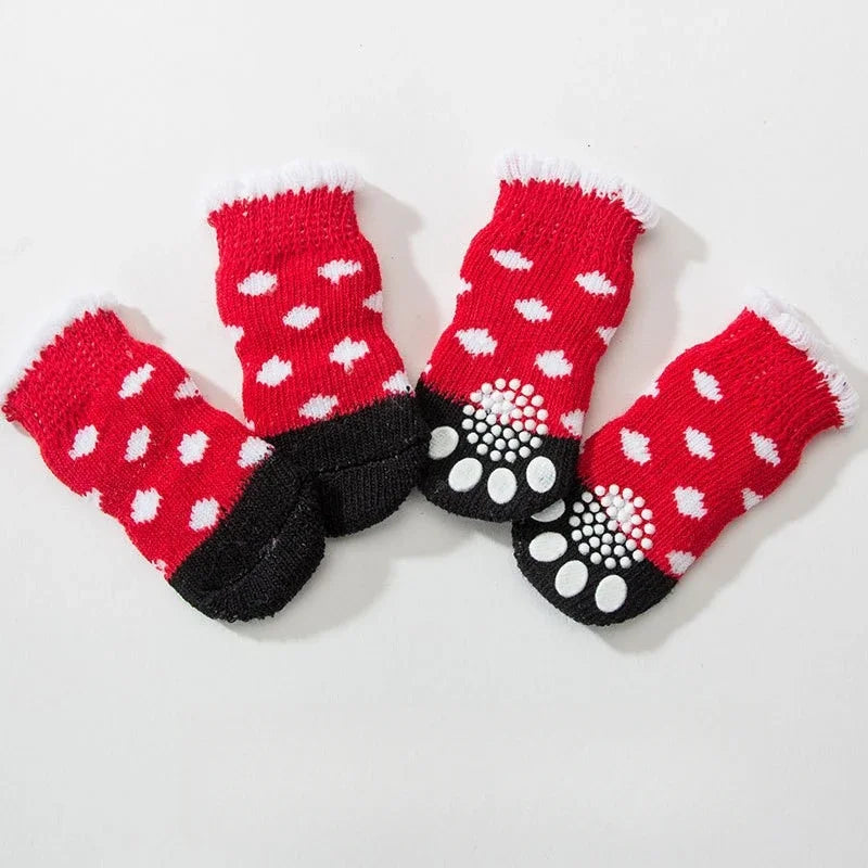 4Pcs/Set Pet Socks Anti Slip Dog Foot Cover Set Teddy Dog Shoes Set 4 Dogs Socks Puppy Socks Dogs Shoes for Small Dogs