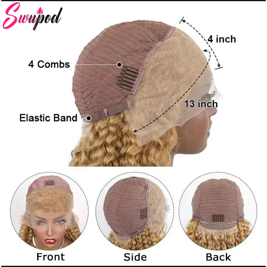 250 Density 30/40 inch 13x4 HD Lace Frontal Wigs for Women Straight 13x6 HD Lace Front Hair 27# Honey Blonde Colored Glueless