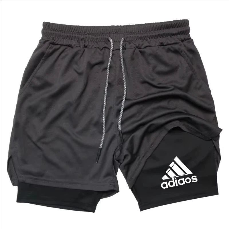 Pantalones cortos de compresión para hombre, pantalones cortos deportivos de entrenamiento para correr, pantalones cortos de secado rápido para gimnasio de verano en uno