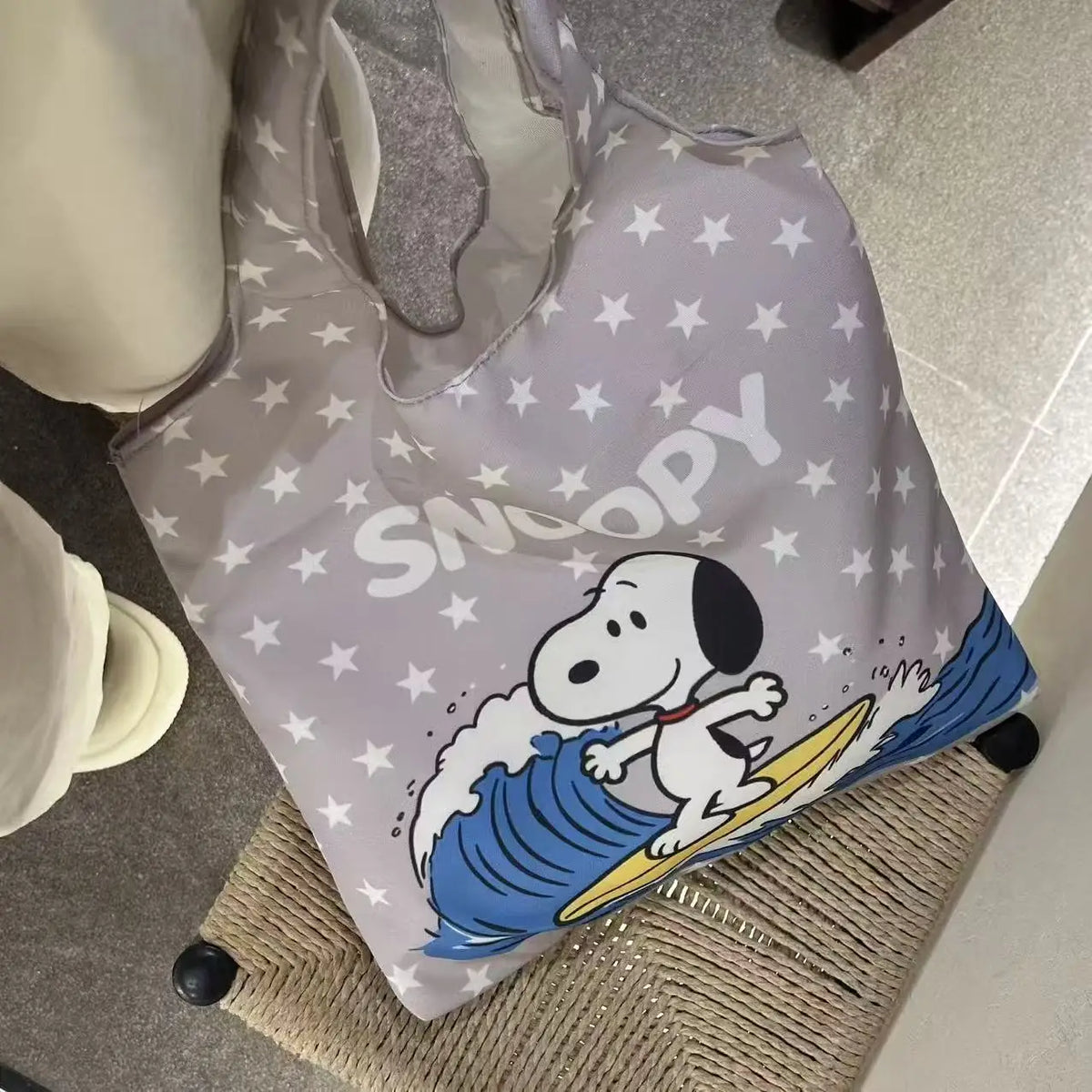 Bolso de Mano de Lona con Diseño de Snoopy, Estilo Kawaii, para Chicas, de Gran Capacidad, Simple, de Nailon