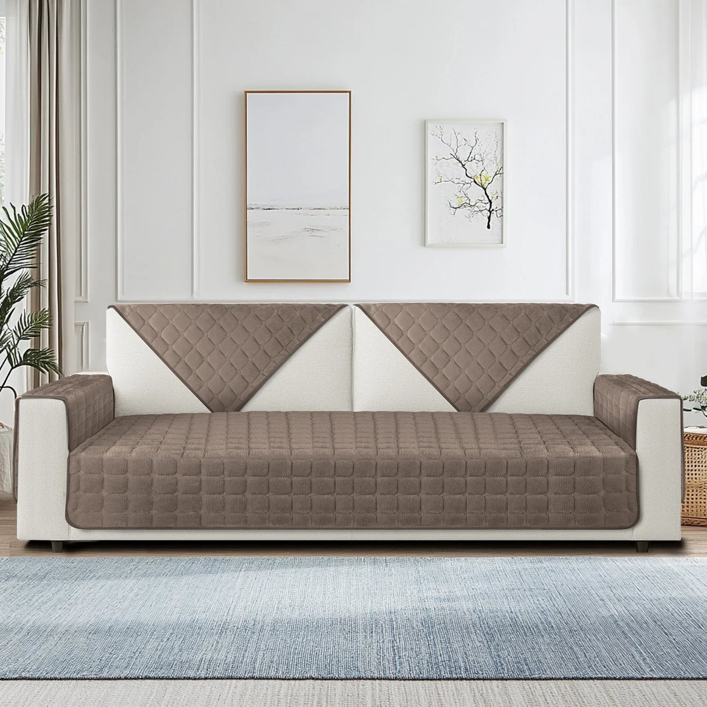 Fundas de sofá suaves y cálidas, fundas de cojines lavables, antideslizantes, fácil instalación para fundas de sofá seccionales en forma de L, protección de muebles