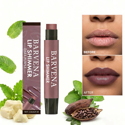 Brillo Labial con Tinte Morado Oscuro, Bálsamo Labial en Barra de Larga Duración, Hidratación con Acabado Natural Luminoso, Maquillaje Humectante y Nutritivo