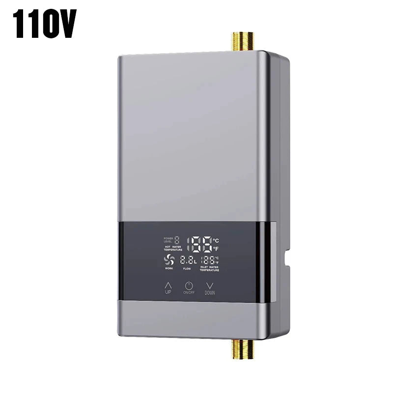 110V/220V Instant Water Heater Bathroom Kitchen Wall Mounted Electric Water Heater Hot Water Shower LCD Temperature Display