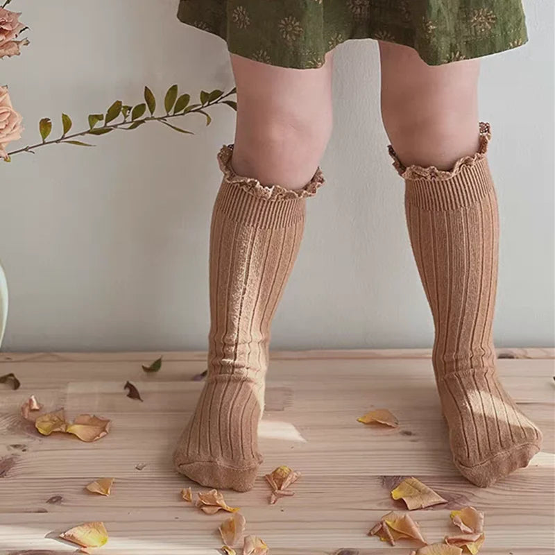 Calcetines Largos con Encaje para Niñas