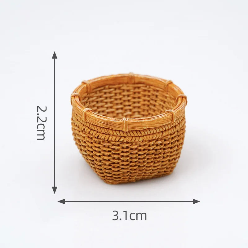 Cesta de Mimbre en Miniatura para Casa de Muñecas 1/12, Modelo de Cesta de Pan y Frutas, Accesorios para Escena de Cocina, Regalo para Niños