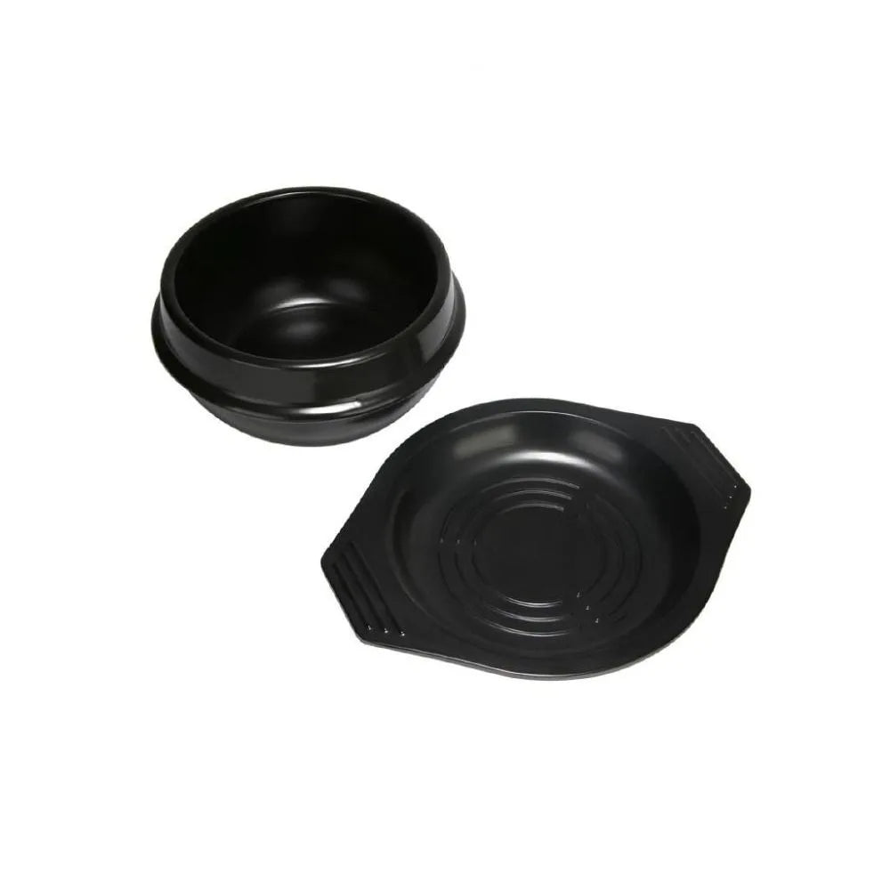 Cazuela de 16cm de tamaño, olla de arcilla resistente al calor con bandeja, olla de piedra coreana, olla de sopa de cerámica antiadherente antiescaldaduras para el hogar