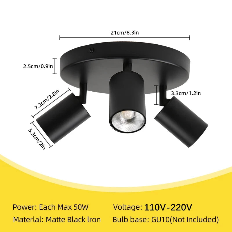 Lámpara de techo, luz de pista LED para dormitorio, pasillo, tienda, lámpara superior, bombilla GU10, iluminación de repuesto, focos LED ajustables