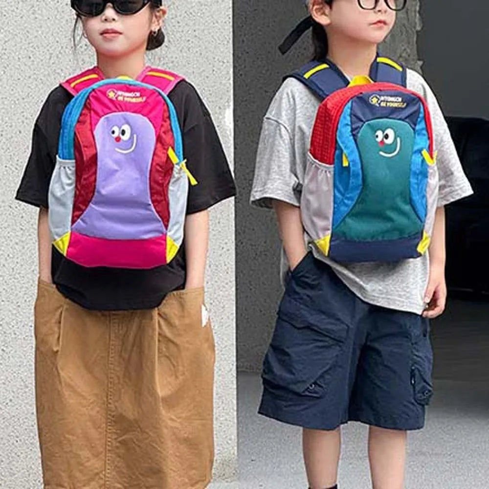 Mochila de tela Oxford para niños, mochila ergonómica con dibujos animados para guardería, mochila ligera y duradera con bloques de color para estudiantes