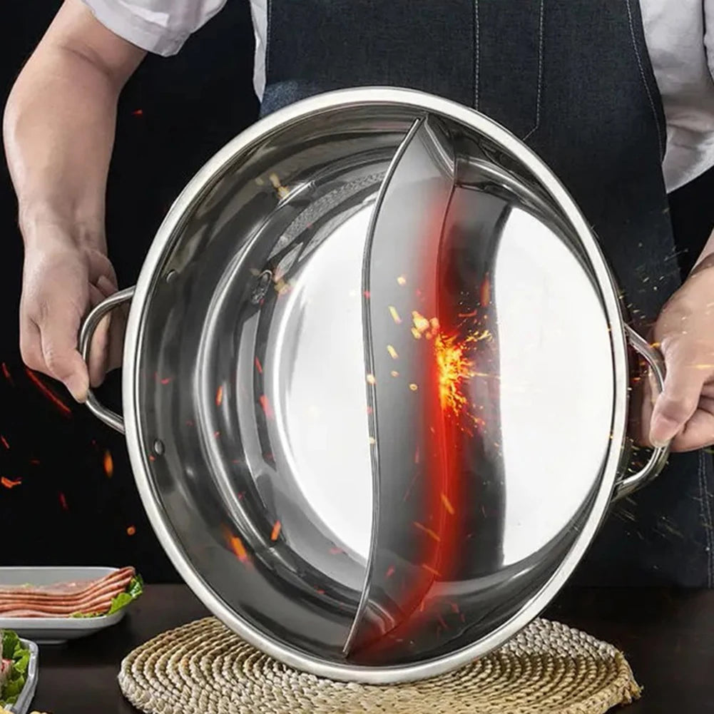 Olla caliente dividida doble de 30cm, olla caliente de acero inoxidable, utensilios de cocina para el hogar, olla para sopa