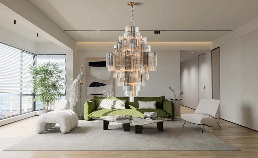 Lámparas de lujo, candelabro de cristal antracita, brillo dorado, regulable, lámpara de techo, iluminación para sala de estar, iluminación interior para el hogar