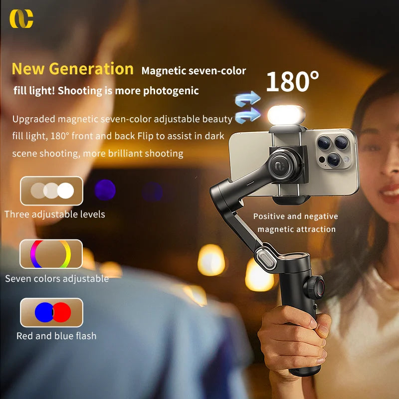 AOCHUAN Smart XE Estabilizador de cardán portátil de 3 ejes para teléfono inteligente iPhone Android Seguimiento facial Vlog Transmisión en vivo
