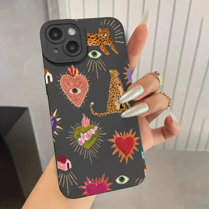 Funda de teléfono con ojos de leopardo florales para Xiaomi Mi 14T 13T 12T Pro 14 13 12 11 Lite 5G NE Poco F6 F5 X5 M6 X7 Pro funda suave de silicona