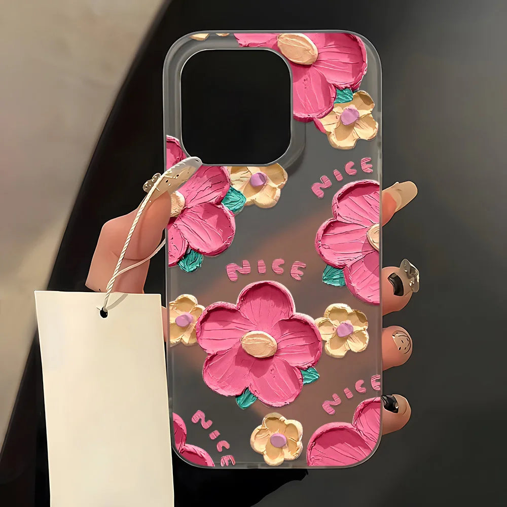 Fundas de teléfono de silicona suave mate para iPhone 15 funda iPhone 16 13 17 Pro Max 14 11 12 Pro 15 16 Plus funda transparente a prueba de golpes con flores