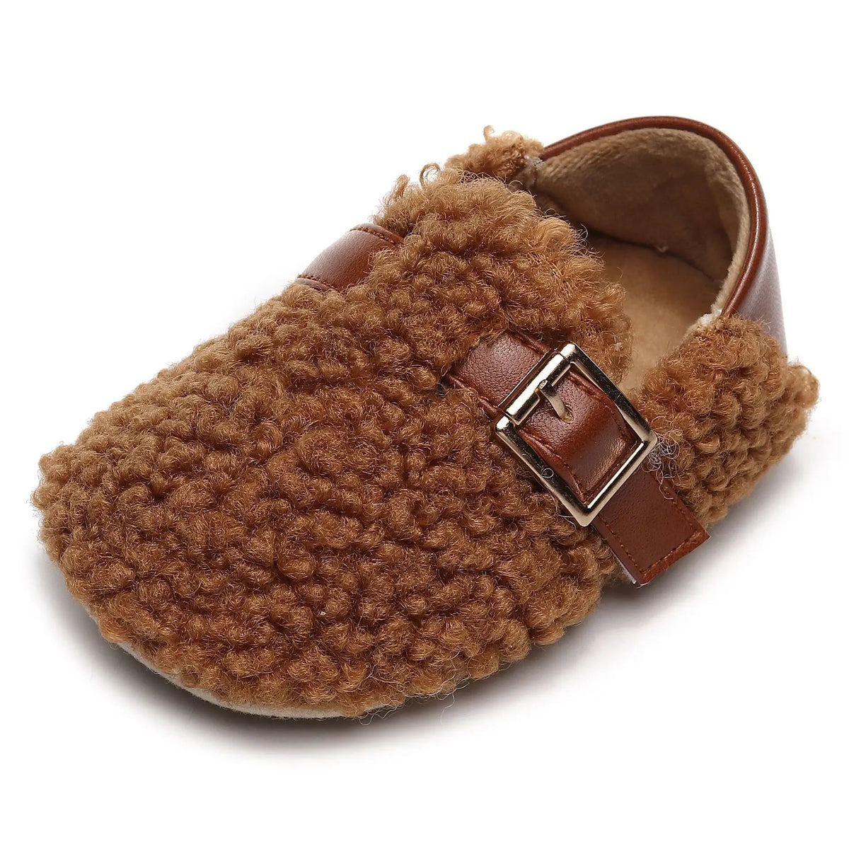 Zapatos para bebé recién nacido, calzado suave y cómodo para caminar, antideslizante para interiores, felpa cálida y gruesa para primeros pasos