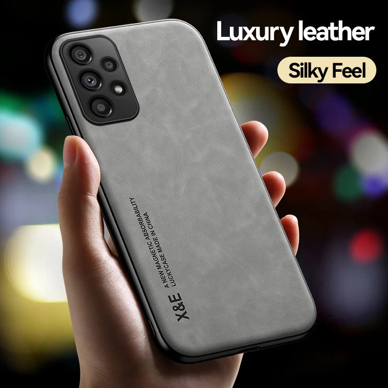 Funda de teléfono de cuero esmerilado magnético con placa de hierro oculta para Xiaomi 17 Pro Max 15T 15 14 14T 13 13T 12 12T 11 11T Pro