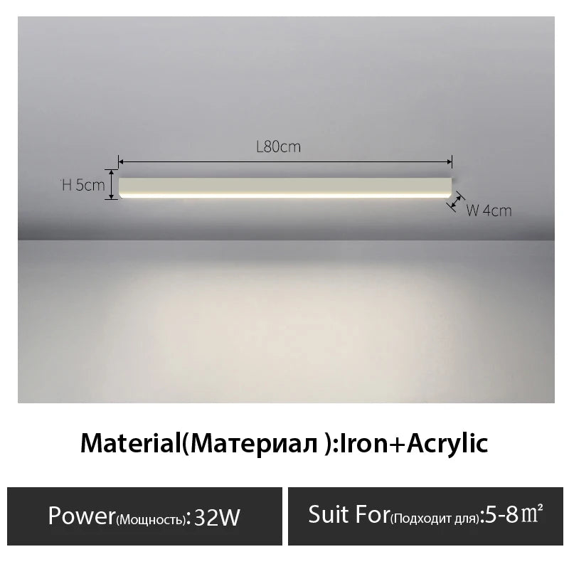 Luces de techo para balcón, lámpara LED de tira larga para pasillo, dormitorio, comedor, sala de estar, guardarropa, lámpara de techo, decoración de cocina de isla