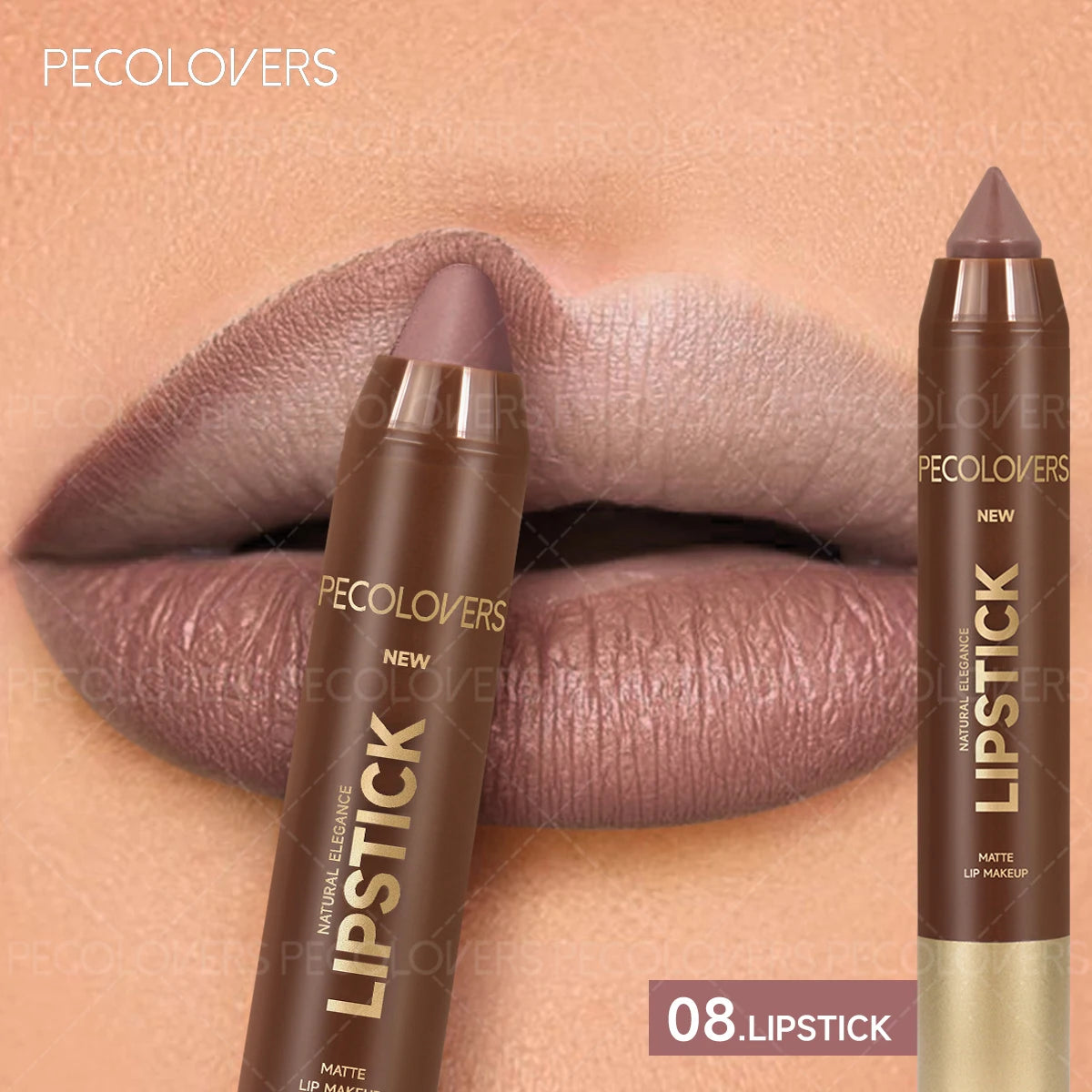 Delineador de labios y lápiz labial 2 en 1 (1 unidad): acabado mate, para definir el contorno de labios, se adapta a estilos de maquillaje de otoño e invierno