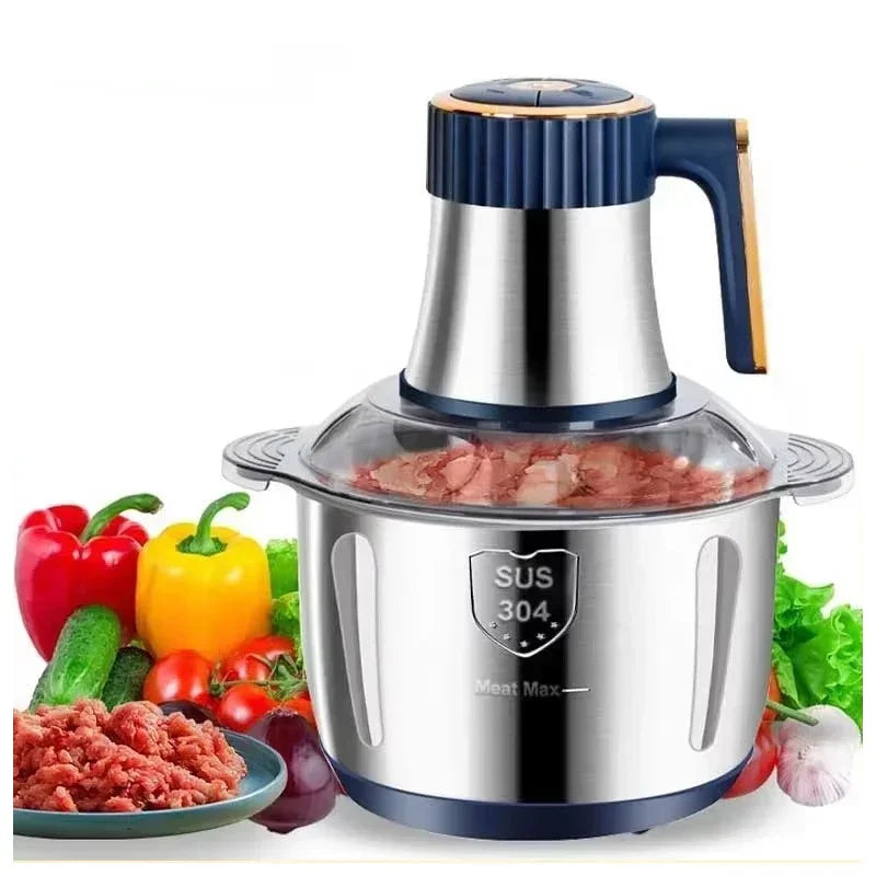 Picadora de Carne Eléctrica de Gran Capacidad de 5L, Trituradora de Alimentos, Picadora de Vegetales, Procesador Multifuncional de Cocina