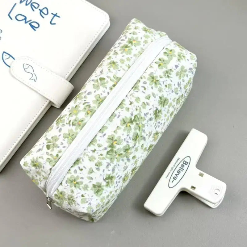 Bolsa de lona con cremallera para lápices, diseño de animales y flores, para la escuela, oficina y uso diario, suministros de papelería para estudiantes