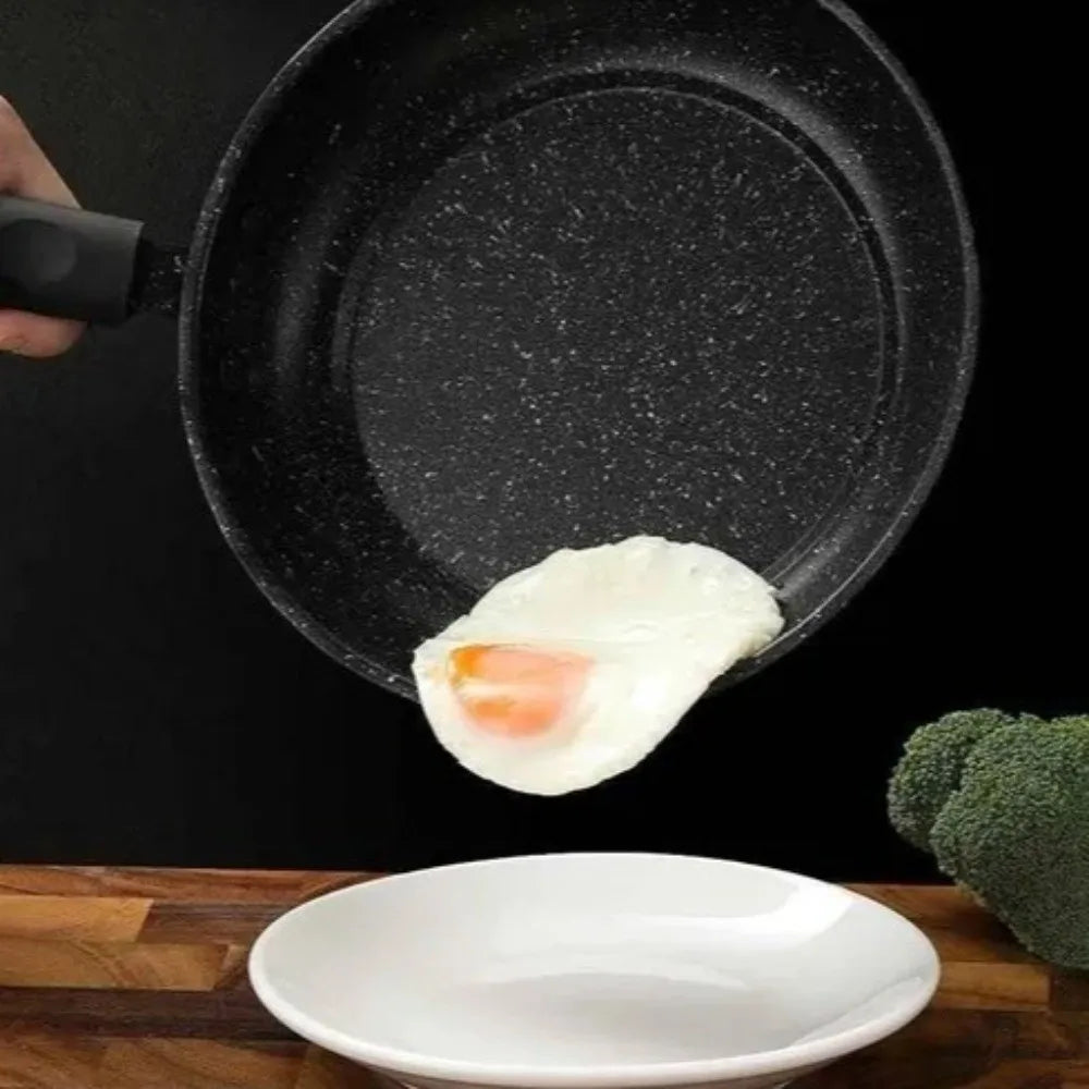 Sartén de piedra Maifan sin tapa de 18-25 cm, sartén antiadherente, utensilio de cocina grueso para cocinar carne, apto para cocinas de gas e inducción.